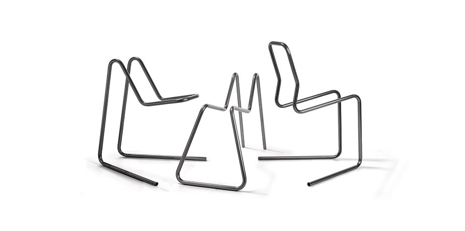 Chaise réalisée avec une cintreuse de tubes avec version droite et gauche en continu